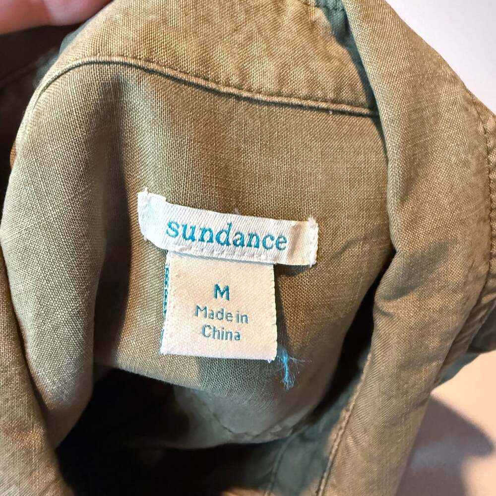 Sundance Women M Hayley Shirt Dress Maxi Length Utility Pockets Olive Green - Picture 4 of 7